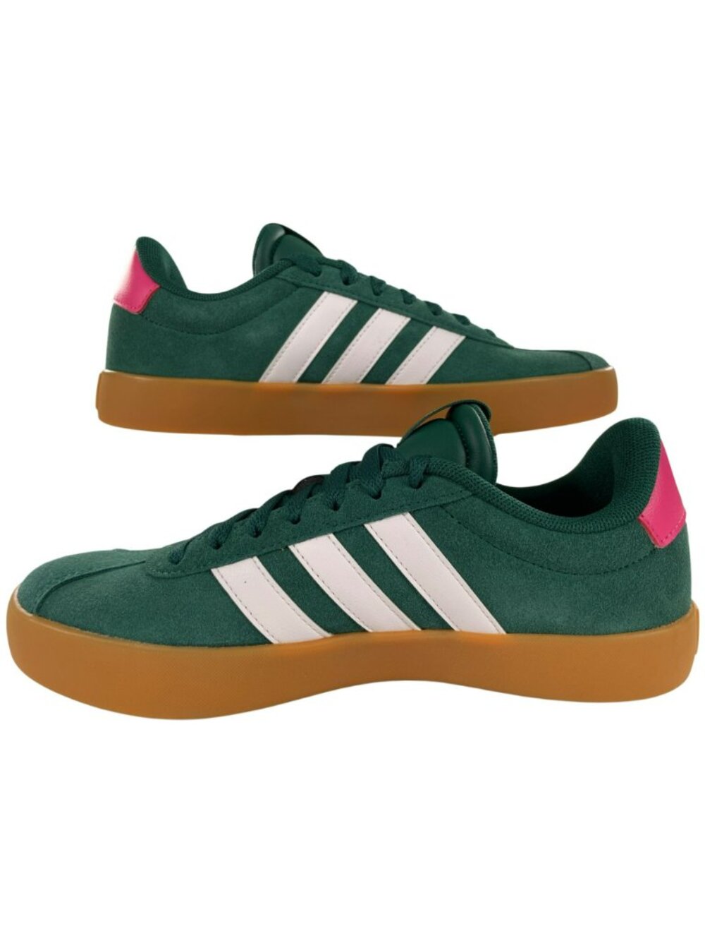 Adidas VL Court 3.0 Sportswear Sneakers Green Suede W/Pink Trim Women's Sz 8 NEW - Picture 2 of 12